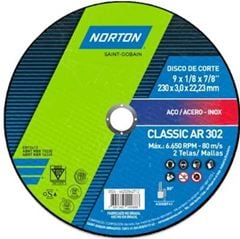 DISCO DE CORTE NORTON 9  X1/8  X7/8   - 230MMX3,0X22,23MM AR302 CLASSIC - 66252842712