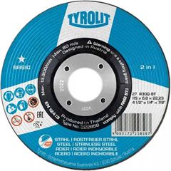 DISCO DE DESBASTE TYROLIT 4.1/2  X1/4  X7/8   - 115MMX6,0X22,23MM BASIC - 222858