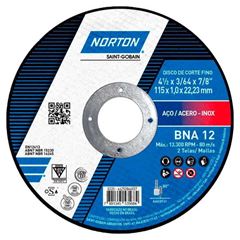 DISCO DE CORTE NORTON 4.1/2  X1.6X7/8   - 115MMX1,6X22,23MM AZUL BNA12 - 66252843680