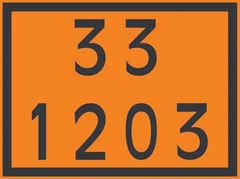 PLACA PLASTCOR NUMEROLOGIA NBR7500 GASOLINA 33/1203 30X40CM