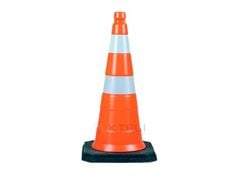 CONE KTELI SEMIFLEXIVEL 75CM BASE BORRACHA 4.1KG LARANJA/BRANCO COM REFLETIVO