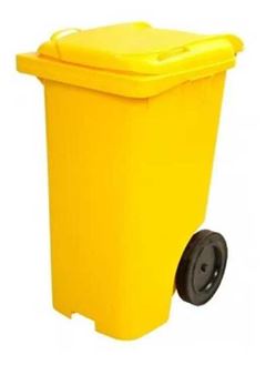 LIXEIRA COLETOR LAR 120 LITROS COM PEDAL AMARELO RODA 200MM