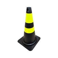 CONE PLASTCOR FLEXIVEL 75CM PRETO/AMARELO COM REFLETIVO - 70000653